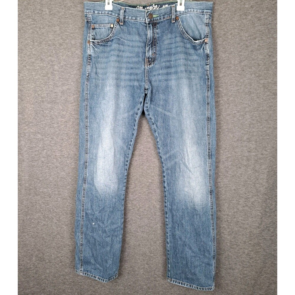 Wrangler Retro Slim Straight Jeans Mens 38x33* Medium Wash Stretch Denim Western